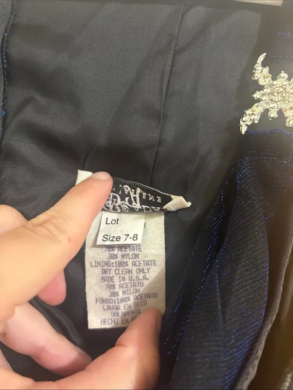 Vintage 90s Betsy & Adam Blue Glitter Prom Dress Size 8 - Image 4