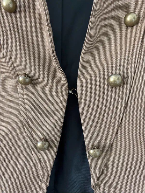 ZARA Buttoned Short Military Style Cropped Blazer Jacket Brown Vigore M - Image 4