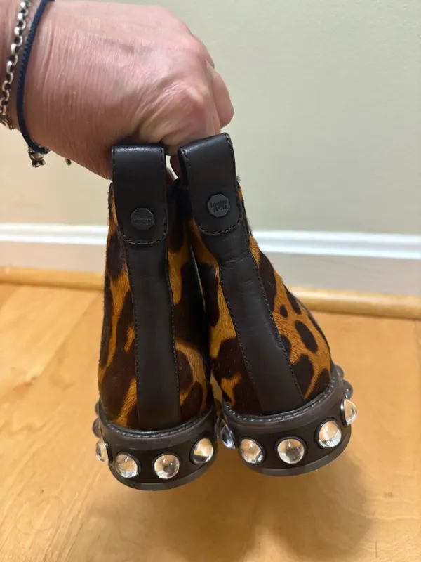 Louise et Cie Venda Chelsea boots leopard calf leather sz 7 brown. - Image 6