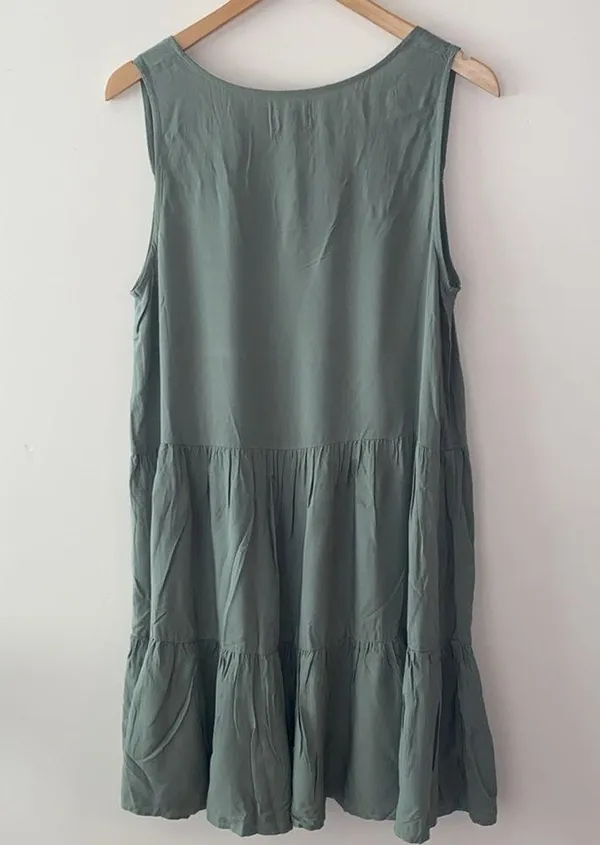 True Craft Green Swing Dress Sleeveless size large - Image 5