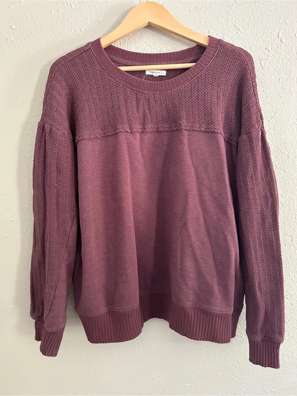 Maurices Dusty Mauve Textured Crewneck Sweater Fall Comfy Casual XL - Image 2