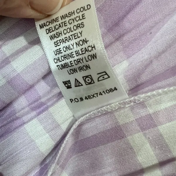 Main Strip Smocked linen type gingham plaid dress - Image 7