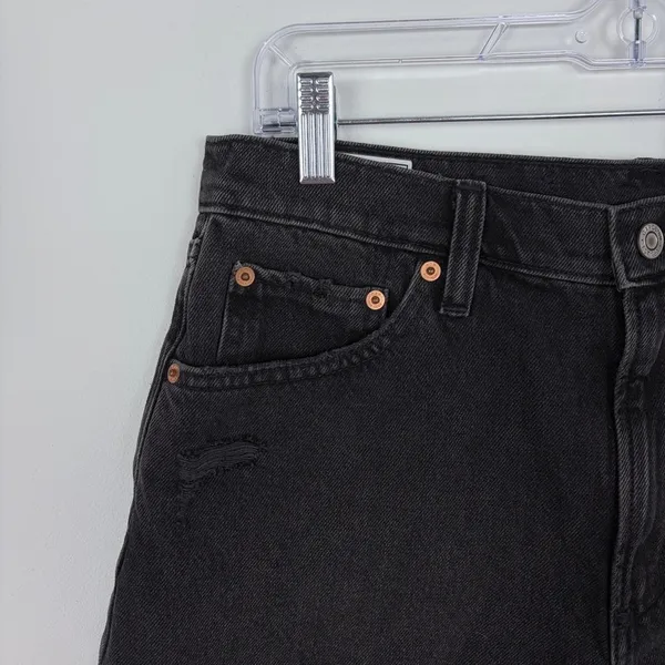 Gap 4"‎ High Rise Stride Short Black Denim Distressed Cotton Festival Size 28/6 - Image 2