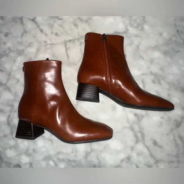 Sam Edelman Brown Leather Ankle Heeled Boots - Image 7