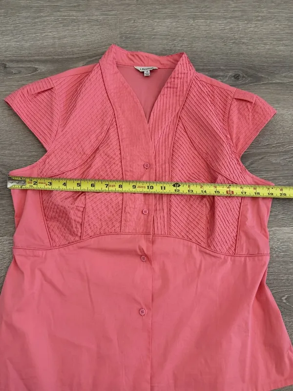 J. Peterman Women’s Size 14 Coral Pink Pintuck Button Front Blouse - Image 6