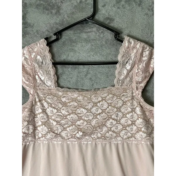Vintage Y2K Pink Lace Tank Top Medium Coquette Romantic Soft Girl Twee Dainty - Image 2