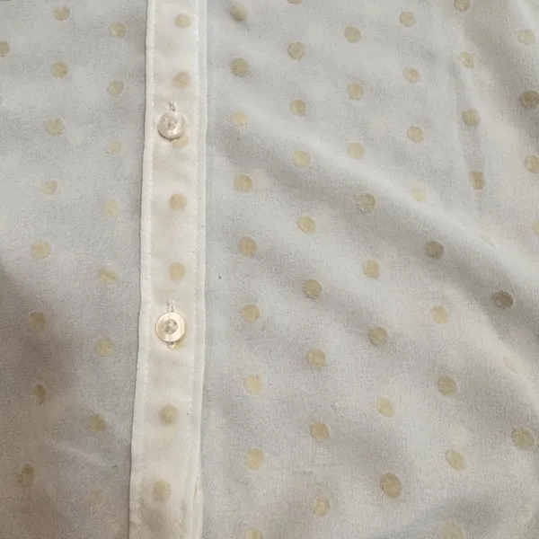Hollister Top Small Womens Polka Dot Button‎ Down Shirt Sheer *flaws - Image 3