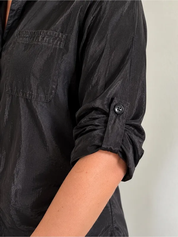 Express The City Shirt Black Button Down Blouse XS - Image 2