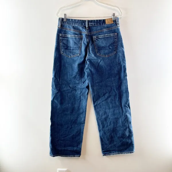 American Eagle Curvy Mid Rise Stovepipe Straight Leg Dark Wash Jeans Blue 10 - Image 5