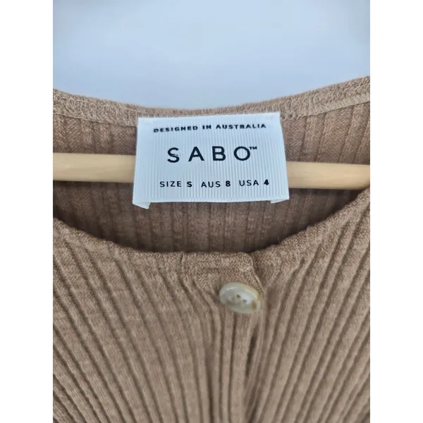 Sabo Romper Womens‎ S Brown Ribbed Knit Button Front Short Sleeve Pockets Casual - Image 2