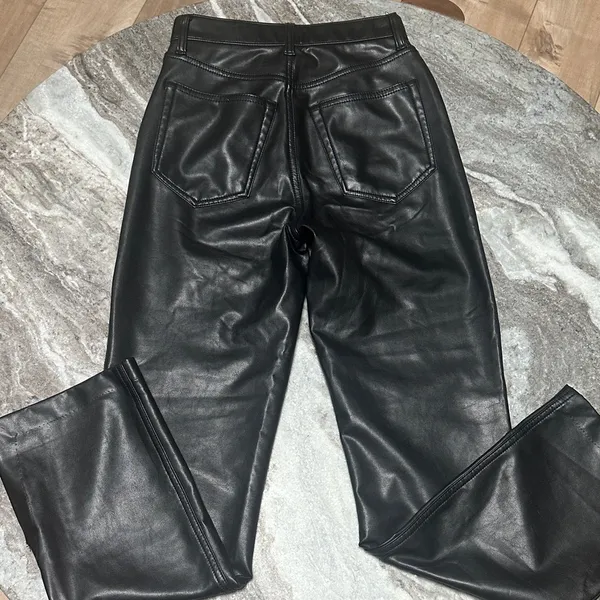 Abercrombie and Fitch The 90s Straight Ultra High Rise Vegan Leather Pants 00s - Image 9