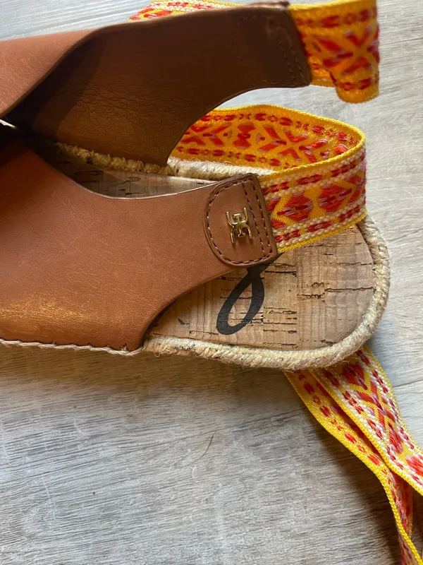 Sam Edelman Alisha Espadrille Leather Flat Sandals Ankle Tie Size 7 - Image 8