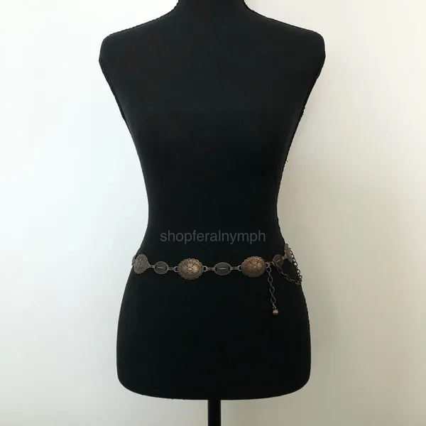 Y2K Boho Antique Bronze Medallion Chain Belt, Fits 22–37.5 Inches, X7GA1174 - Image 2