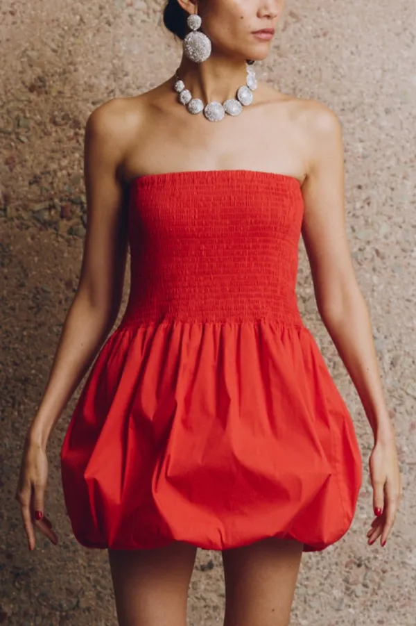 Simo Miller Red Via Smocked Mini Dress Size M! - Image 2
