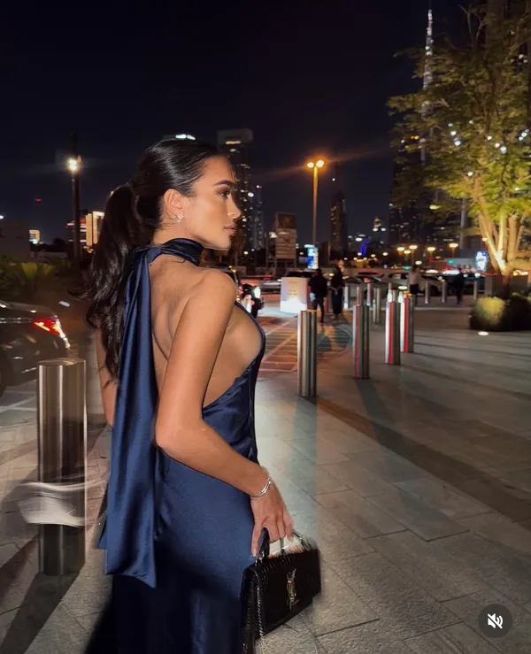Zara maxi dress satin slip gown Elegant blue Halter formal party wedding prom - Image 4