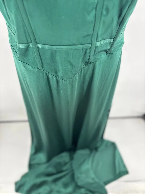 Lulus Extraordinary Presence Satin Strapless Maxi Dress 2X Dark Green NWT - Image 8