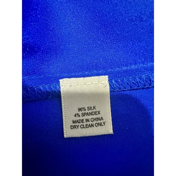Piamita Cobalt Blue Silk Pajama Blouse with Red Piping - Size‎ XS - Image 7
