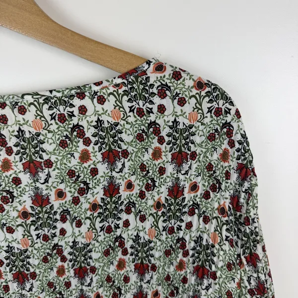 Max Studio Floral Bell Sleeve Pleated Peasant Blouse Large Multicolor Boho Comfy - Image 2