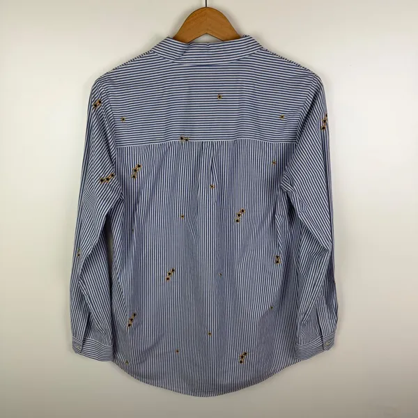 Scotch‎ & Soda Striped Star Embroidered Button Down Shirt Medium Blue Preppy - Image 5