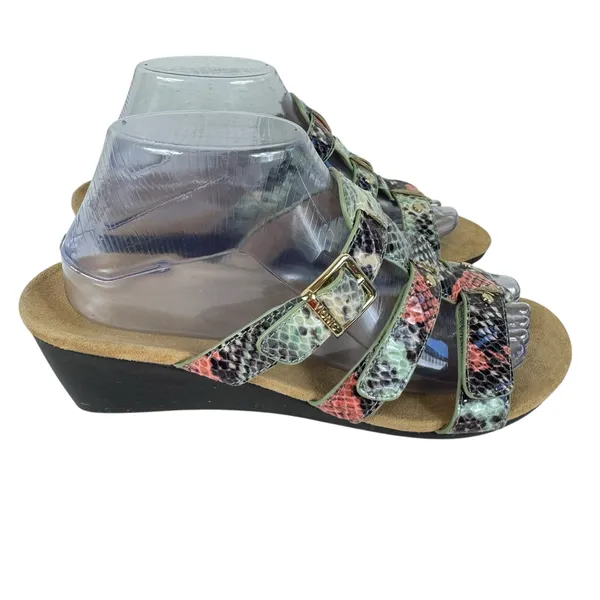 Vionic Radia Colorful‎ Snakeskin Print Strappy Slip On Wedge Heel Sandals Size 8 - Image 2