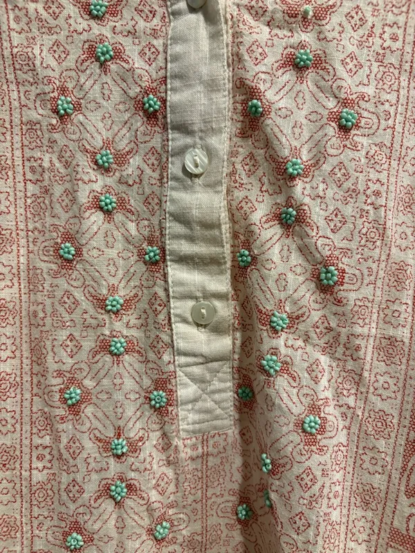 Coldwater Creek button-down tunic blouse cream boho beaded 1X - Image 2