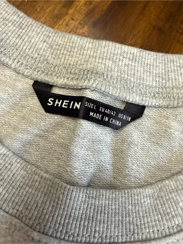 SHEIN Boston Est. 1997 Varsity Crewneck Sweatshirt Gray Red L - Image 2