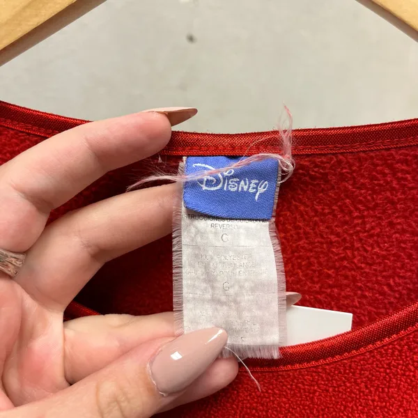 Disney Vintage 90s Y2K Winnie The Pooh Fleece Embroidered Red Pullover Sweatshirt L - Image 3