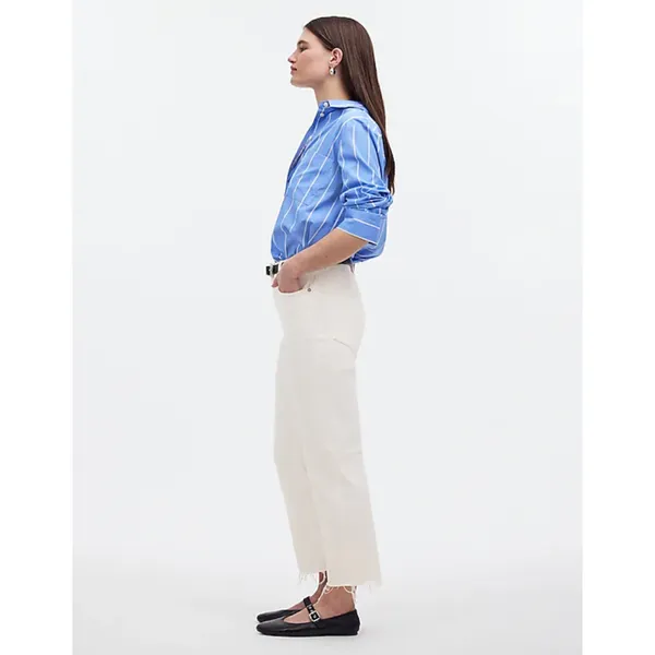 Madewell 90s Straight Crop Jean Tile White High Rise Raw Hem Women US 32 NWT - Image 3