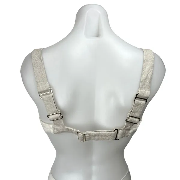Meshki Yalda Beige Linen Colorblock Sleeveless Bustier Scoop Neck Crop Top Sz S - Image 6