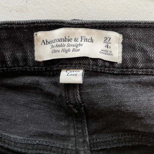 Abercrombie & Fitch Ankle Straight Ultra‎ High Rise Curve Love Jeans 27/4 Black - Image 4