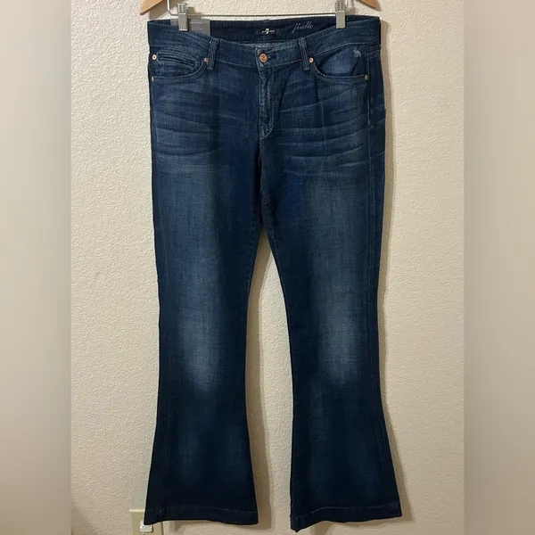NWT 7 For All Mankind Jiselle in Dark Blue Flare Jeans - Size 32 - Image 2