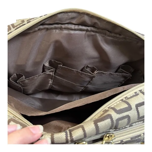 Geometric Square Tote Cosmetic Bag 3pc Set Gold‎ Bronze Metallic MCM Travel - Image 10