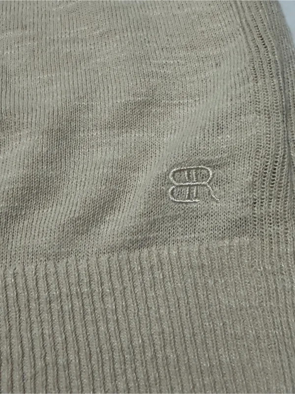 Banana Republic Women Beige Linen Rayon Knit‎ Short Sleeve Crew Neck Sweater M - Image 2