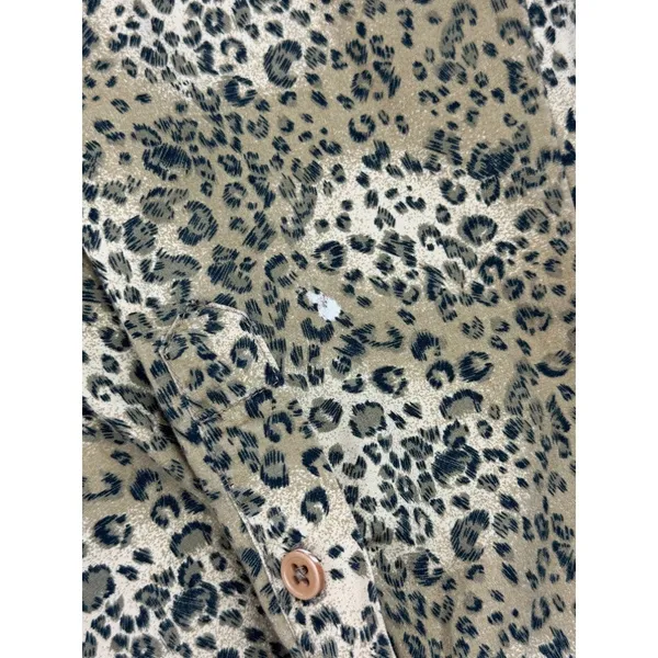 Vintage Leopard Print Rhinestone Button Up Shirt Quacker Factory Animal Print Sm - Image 2