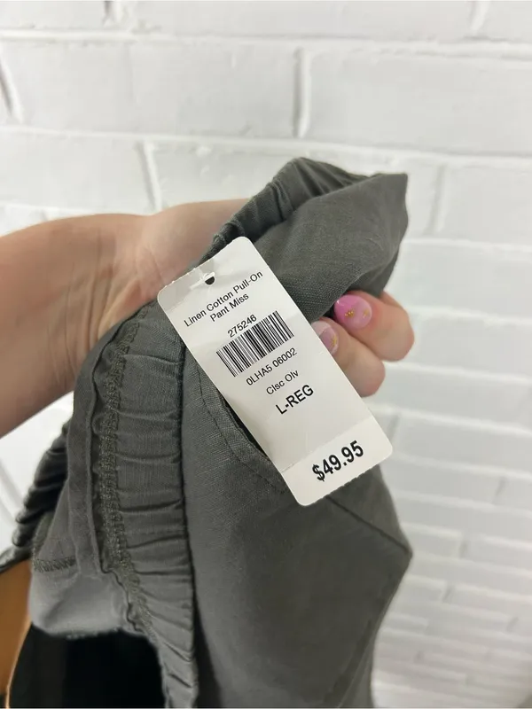 NWT L.L.Bean Green Classic Fit Linen Cotton Pants Size L - Image 4