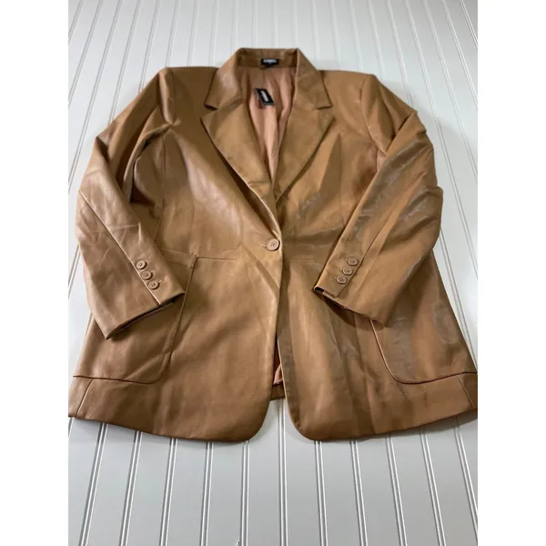 Express Camel Faux Leather Blazer Jacket Plus Size XL NWT Autumn Fall Staple - Image 2
