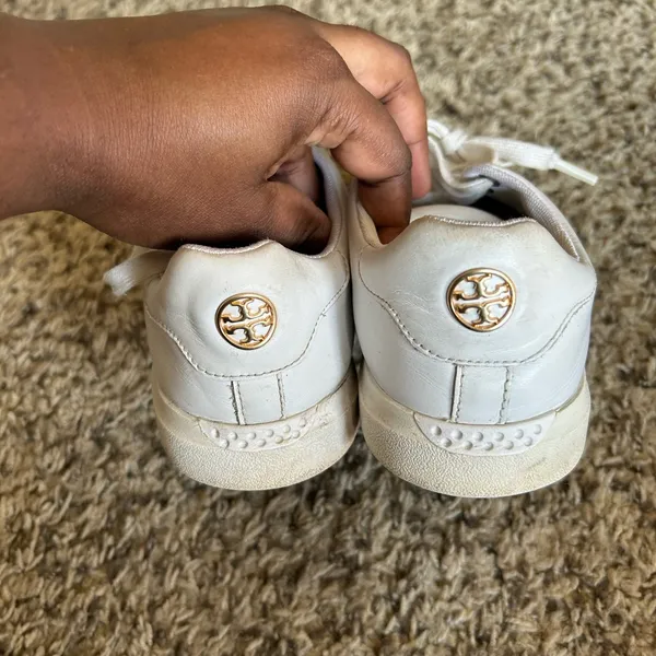 Tory Burch Cream Leather Low-Top Sneakers - Image 5