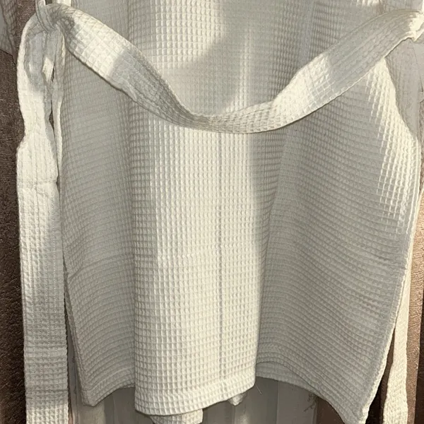 NWT Turquas Size L White Waffle Knit Robe - Image 11