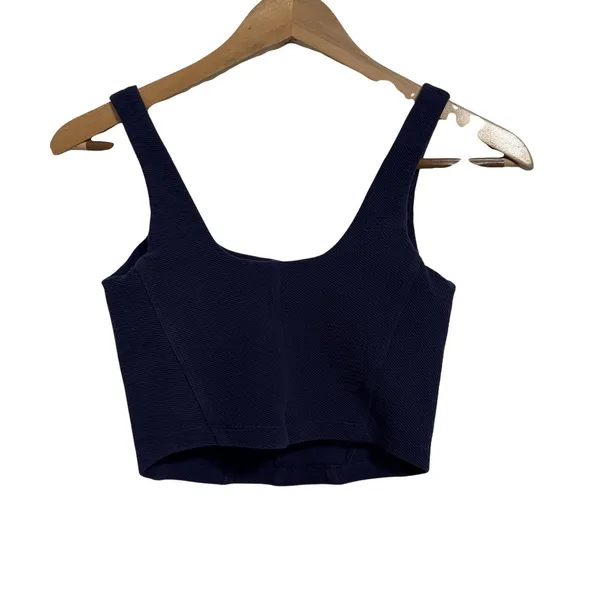 OFFLINE by Aerie Navy Blue Textured Cropped‎ Corset Top XS TP - Image 5