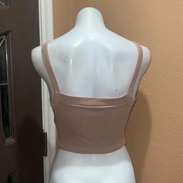 Zara beige spaghetti strap crop top - Image 4