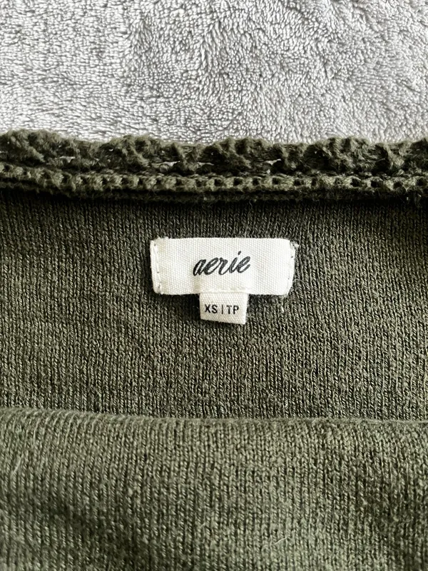 Aerie Olive Green Cotton Crop Top - Image 3