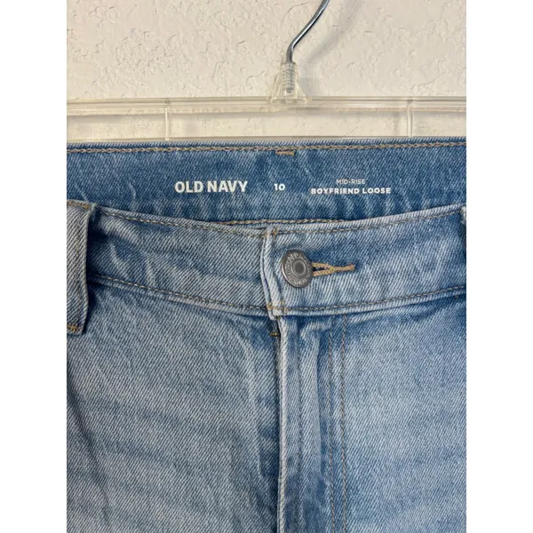 Old Navy Boyfriend Loose Jeans 10 Light Wash Mid Rise Straight Leg Denim - Image 3