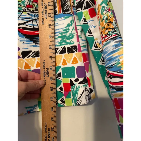 Harvé Benard Benard Holtzman Novelty Print Blazer Sailboat Scenic Multi‎ Color 8 - Image 6