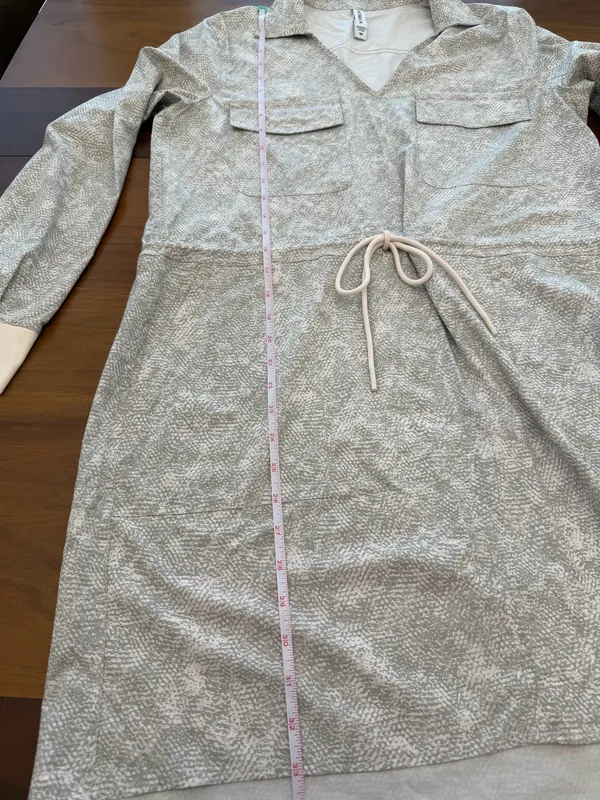 Athleta Zuma Printed Shirtdress in Viper Gray and Ivory - Image 9