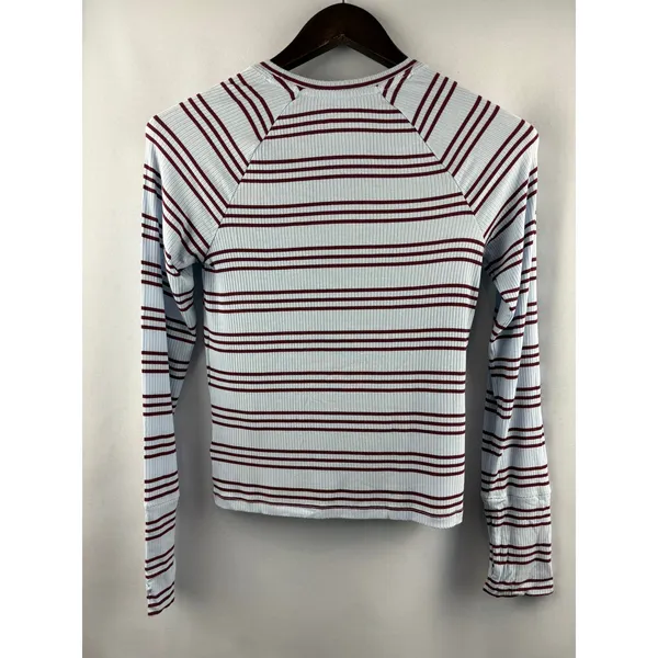 Women’s Offline by Aerie Small Sky Blue Long Sleeve w/ Red Stripes - Image 3