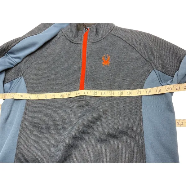 Spyder 1/4 Zip Pullover Sweater Gray & Blue Medium Polyester 36k - Image 6