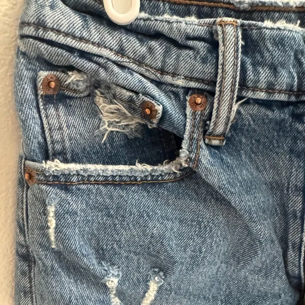 Abercrombie High Rise Mom Short - Blue Denim - Image 5
