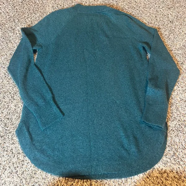 LOFT Mock Neck‎ Long Sleeve Sweater Teal Green Textured Knit Pullover Women's M - Image 6