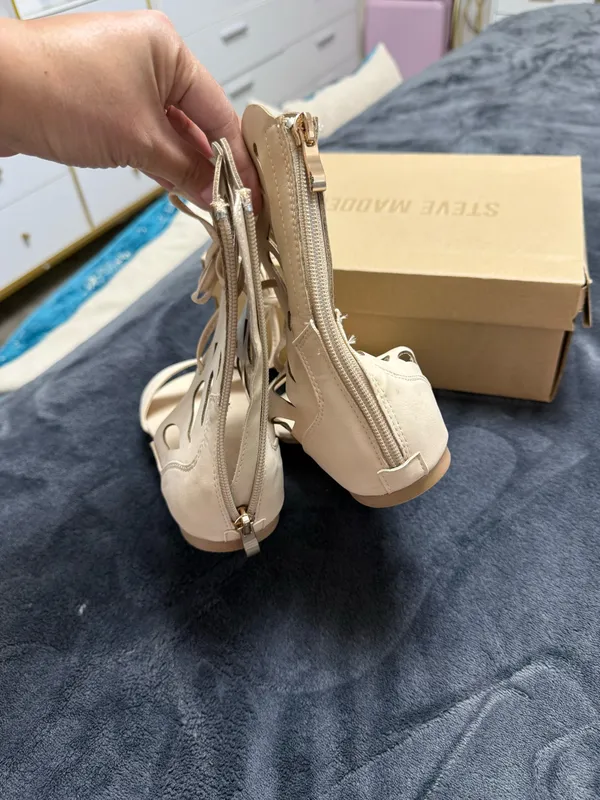 Top Moda cream lace up sandals #summer #heels - Image 2