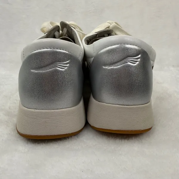 Dansko Charlie White Leather Perforated Lace Up Sneakers Silver Heel Womens‎ 39 - Image 5